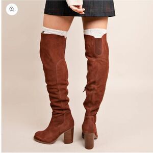 Anthropologie x Kelsi Dagger Logan Over-The-Knee Boots Brown Suede US 7.5 Wide